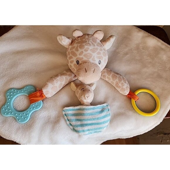 Carter’s Giraffe Lovey White Tan Baby Security Blanket Plush Teether - Picture 4 of 7